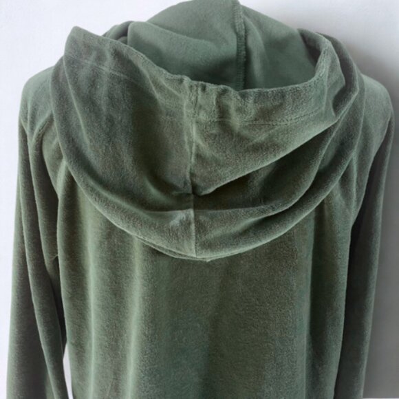 J.Crew Velour Pullover Soft Hoodie Size S -  Dark Sage Green - EUC - Picture 2 of 4